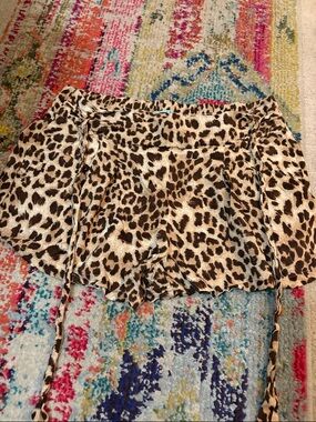 Zenana Outfitters Leopard Print Ruffle-Waist Skort - Brown and Black